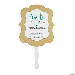 Promo 🌟 Personalized Premium Gold Glitter We Do Wedding Hand Fans - 12 Pc. 👏