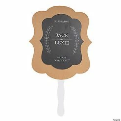 Discount 💯 Personalized Premium Black & White Kraft Paper Wedding Hand Fans - 12 Pc. ❤️