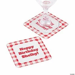 Deals 🎉 Personalized Gingham Plaid Coasters - 50 Pc. 😍