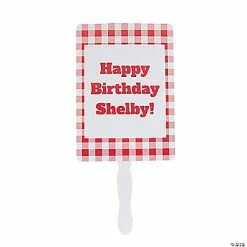 Discount 🎉 Personalized Gingham Plaid Hand Fans - 12 Pc. ✔️