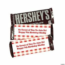 Outlet ⭐ Personalized Gingham Plaid 🍬 Candy Bar Labels - 12 Pc. 🌟