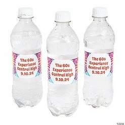 Budget 👏 Personalized 60’s Water Bottle Labels - 50 Pc. 🔔
