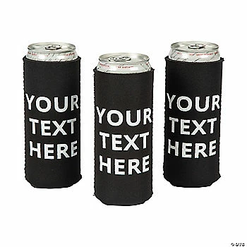 Budget 𧨠Personalized Black Premium Open Text Slim Fit Can Coolers - 24 Pc. β 1 Budget 𧨠Personalized Black Premium Open Text Slim Fit Can Coolers - 24 Pc. β