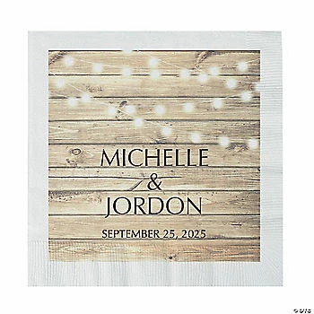 Cheap ❤️ Personalized Rustic Wedding Paper Luncheon Napkins - 50 Pc. ✨ -Cheap Reunion Party Supplies Shop 14094886