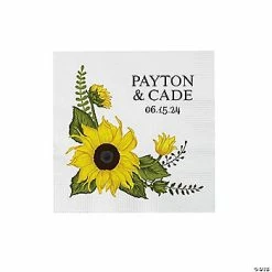 Discount ⭐ Personalized Sunflower Beverage Napkins – 50 Pc. ⭐