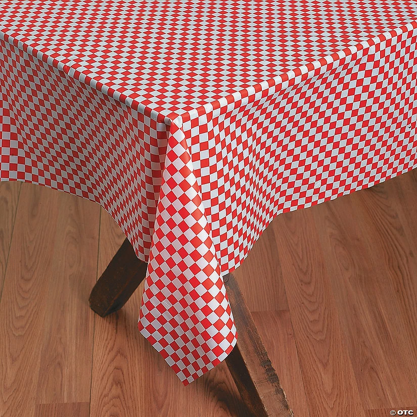 Cheapest 🛒 Red & White Checkered Banquet Plastic Tablecloth Roll 🛒 2 Cheapest 🛒 Red & White Checkered Banquet Plastic Tablecloth Roll 🛒 - Image 2