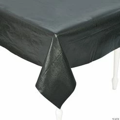 Outlet 👍 Black Rectangle Vinyl Tablecloth with Flannel Back 👍