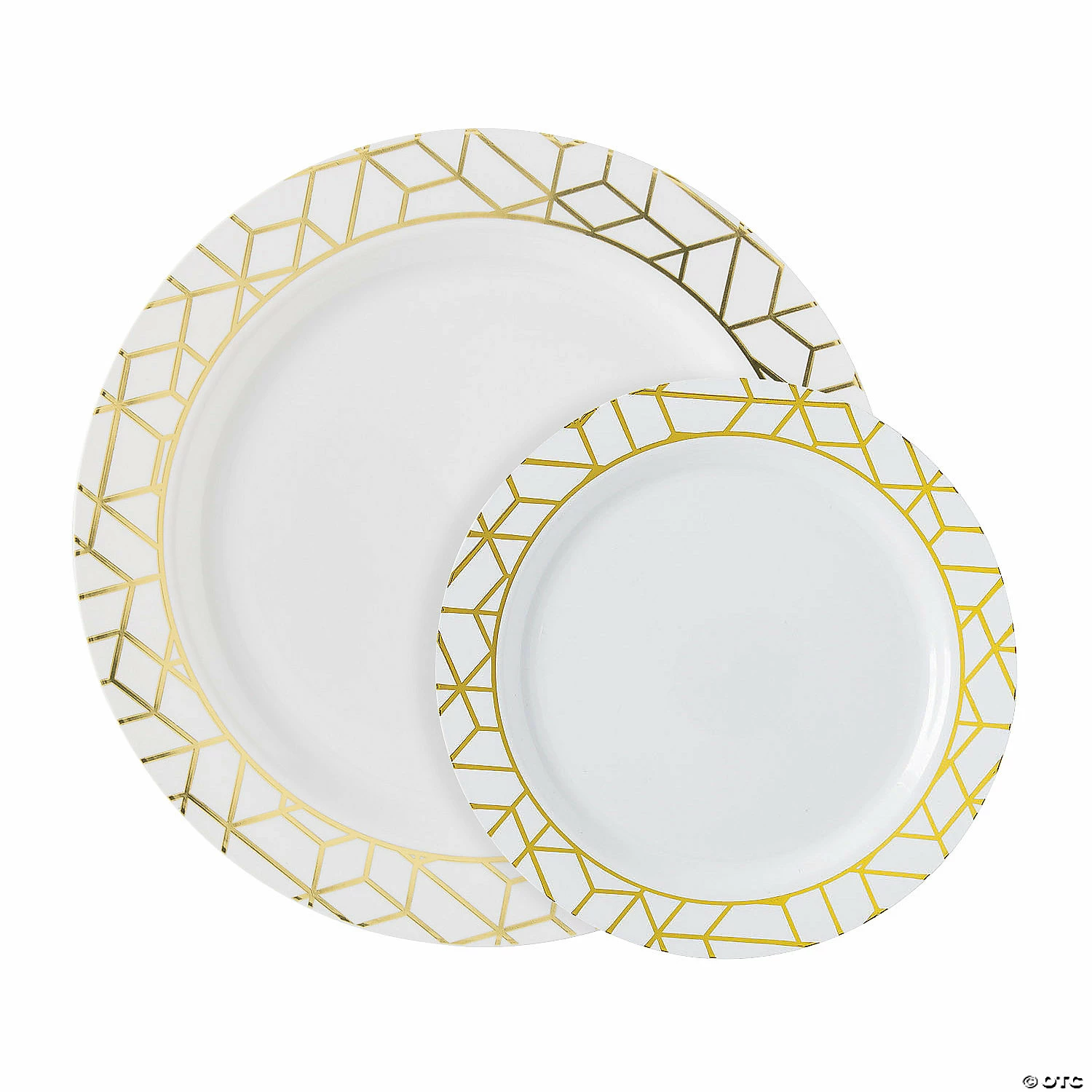 Cheapest ๐ Bulk Premium White Plastic Plates with Gold Geometric Trim - 100 Ct. ๐ 2 Cheapest ๐ Bulk Premium White Plastic Plates with Gold Geometric Trim - 100 Ct. ๐ - Image 2