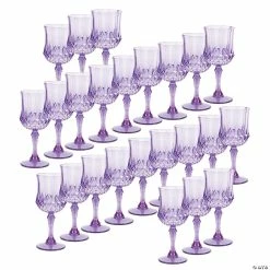 Discount 💯 Bulk Purple Patterned Plastic Wine Glasses - 48 Pc. 👏