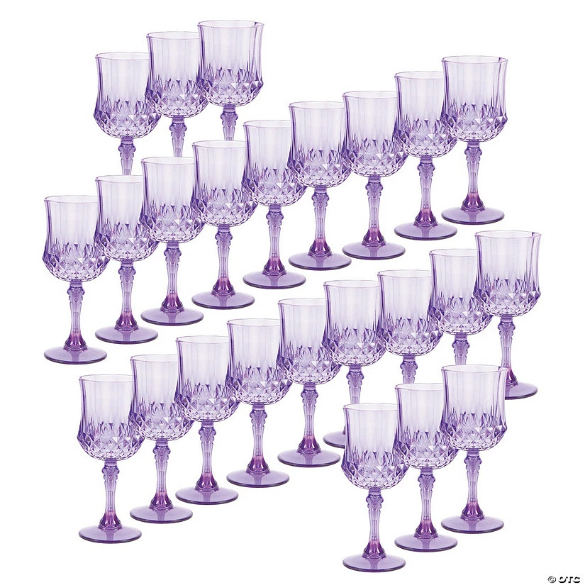 Discount 💯 Bulk Purple Patterned Plastic Wine Glasses - 48 Pc. 👏 1 Discount 💯 Bulk Purple Patterned Plastic Wine Glasses - 48 Pc. 👏
