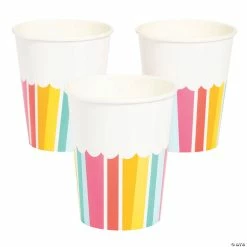 New 👍 Happy Day Bright Stripes Paper Cups - 8 Ct. 🔥