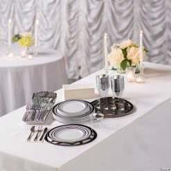 Cheap Reunion Party Supplies Shop -Cheap Reunion Party Supplies Shop premium black and white tableware kit for 24 guests14092186 a01