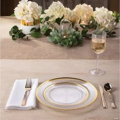 Cheap Reunion Party Supplies Shop -Cheap Reunion Party Supplies Shop premium clear and gold plastic tableware kit for 24 guests13941594 a01