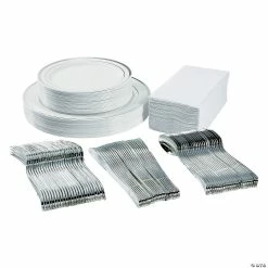 Best deal ✔️ Premium Plastic Tableware Kits for 24 Guests 🎁