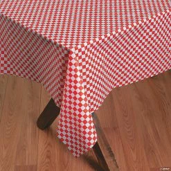 Cheapest 🛒 Red & White Checkered Banquet Plastic Tablecloth Roll 🛒