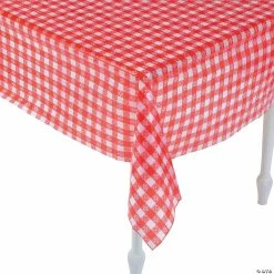 Cheapest 😉 Red & White Checkered Plastic Tablecloth - 12 Pc. 💯