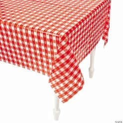 Cheapest 😉 Red & White Checkered Plastic Tablecloth - 12 Pc. 💯 -Cheap Reunion Party Supplies Shop red and white checkered plastic tablecloth 12 pc 26 1620 v a01