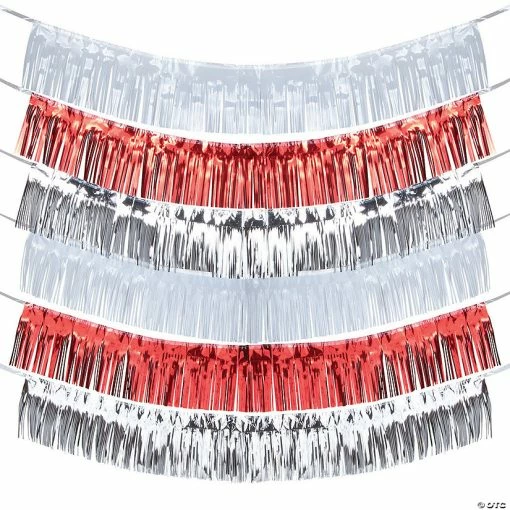 Cheapest 🎉 Fringe Garland Backdrop - 6 Pc. 🎉 -Cheap Reunion Party Supplies Shop red white and silver fringe garland backdrop 6 pc 13943290