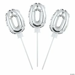 Deals 😍 Self-Inflating Silver Number 0 6" Mylar Balloons - 6 Pc. ❤️