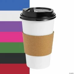 Buy ✨ Solid Color Paper Coffee Cups with Lids & Sleeves - 12 Ct. 👍