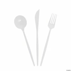Discount 👏 Sophisticated White Plastic Cutlery Sets - 24 Ct. ❤️