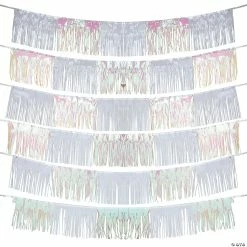 Flash Sale 🎁 White & Iridescent Fringe Garland Backdrop - 6 Pc. 🔥